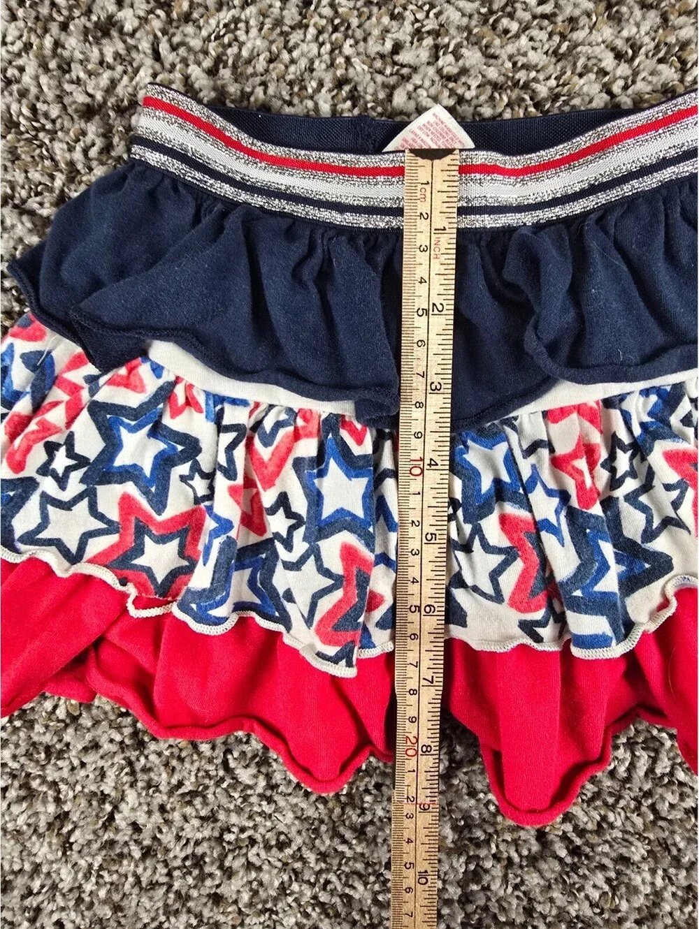 Toddler Girls Sz 2T Ruffled Patriotic 4th of July Skirt Red White Blue USA